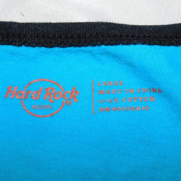 Hard Rock Hotel Cancun Mexico Mens L Striped Tank Top Blue Yellow Orange White - Picture 2 of 8